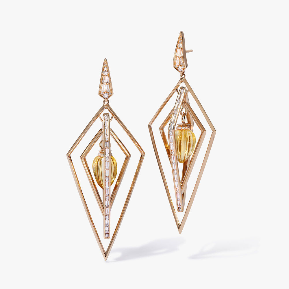 Vertex 18ct Yellow Gold Citrine & Diamond Earrings | Annoushka jewelley